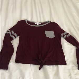 Long sleeve tie-front shirt